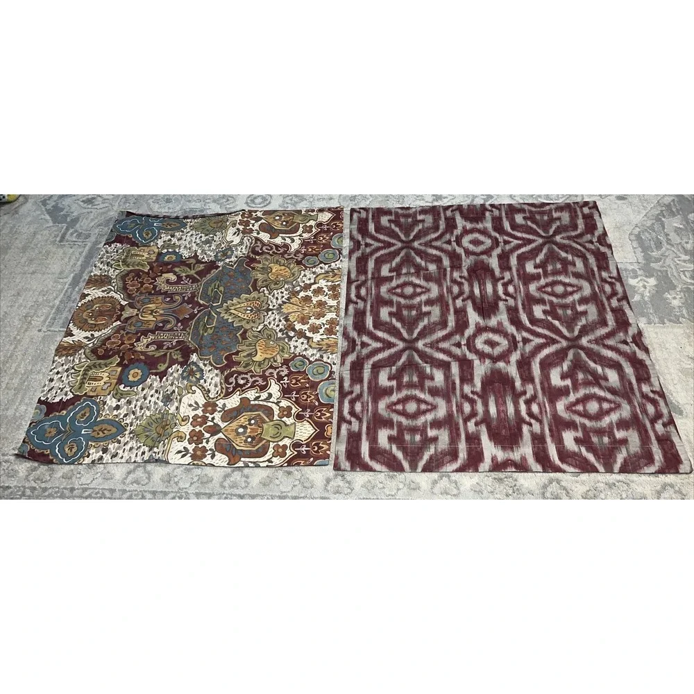 POTTERY BARN Organic Cotton Pair STANDARD PILLOW SHAMS maroon Orange Green Brown